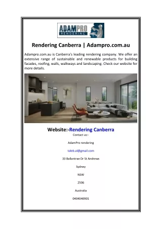 rendering canberra adampro com au