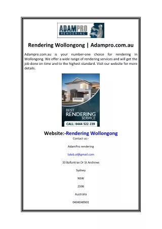 rendering wollongong adampro com au