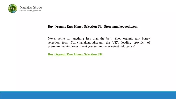 buy organic raw honey selection uk store
