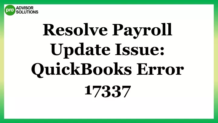 resolve payroll update issue quickbooks error