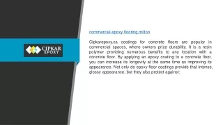 Commercial Epoxy Flooring Milton | Cipkarepoxy.ca