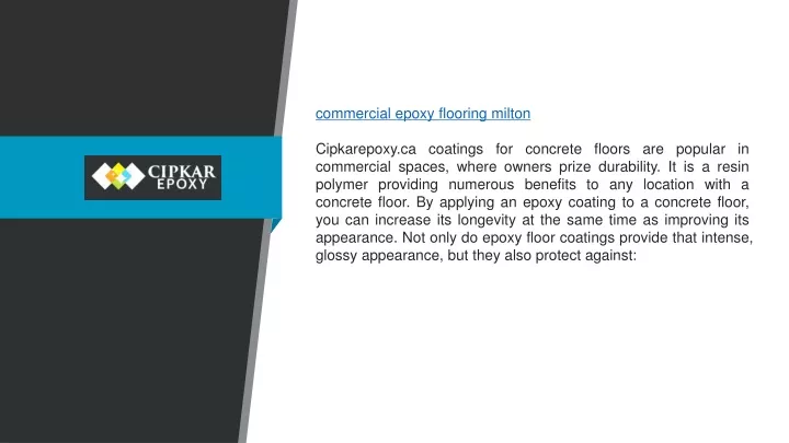 commercial epoxy flooring milton cipkarepoxy