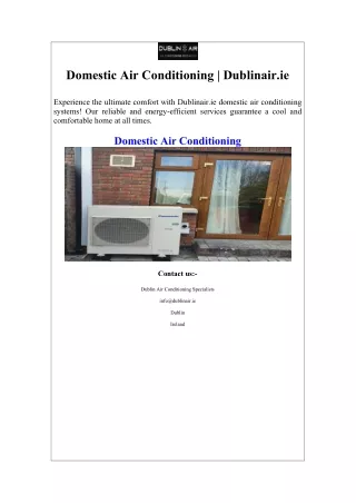 Domestic Air Conditioning | Dublinair.ie