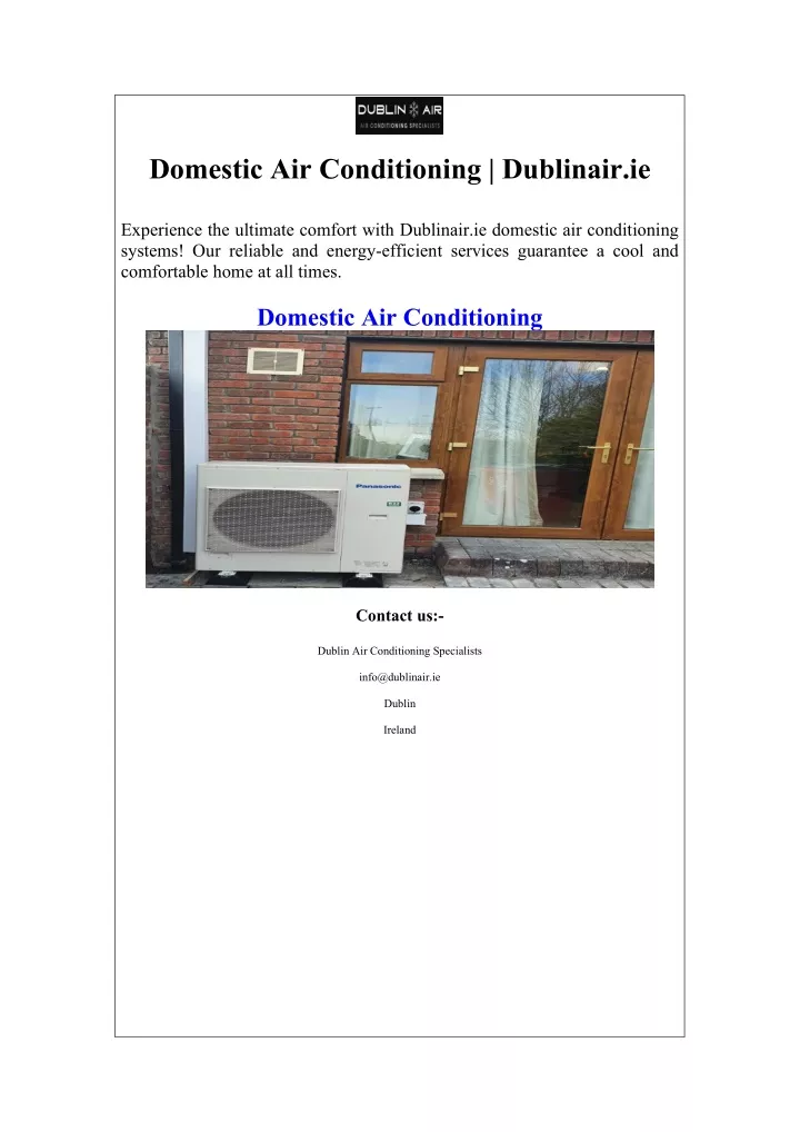 domestic air conditioning dublinair ie