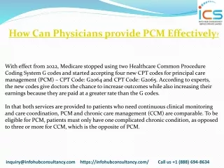 how can physicians provide pcm effectively