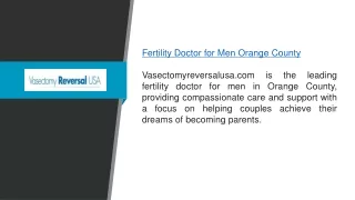Fertility Doctor For Men Orange County  Vasectomyreversalusa.com