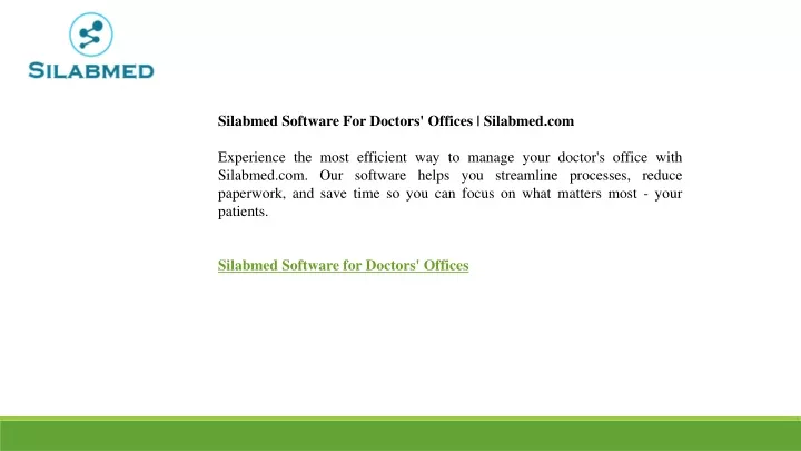 silabmed software for doctors offices silabmed