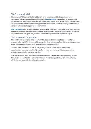 ddos korumal vds ddos korumal vds ddos korumal