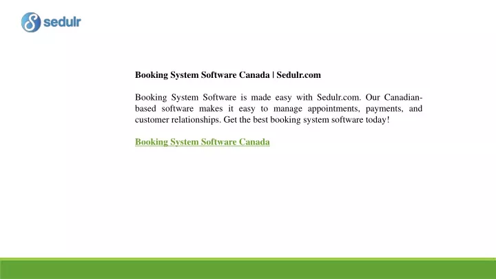 booking system software canada sedulr com booking