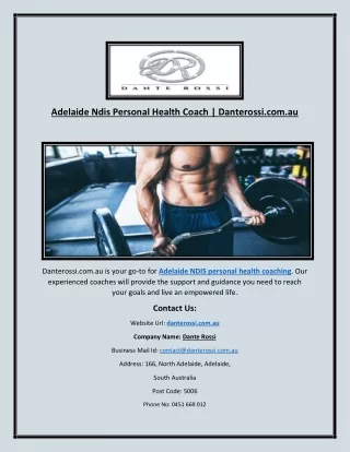 Adelaide Ndis Personal Health Coach | Danterossi.com.au