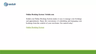 Online Booking System  Sedulr.com