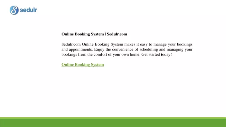 online booking system sedulr com sedulr