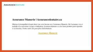 Assurance Manuvie  Assurancedentaire.ca