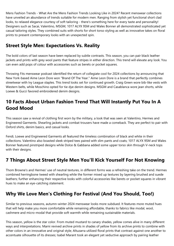 mens fashion trends what are the mens fashion