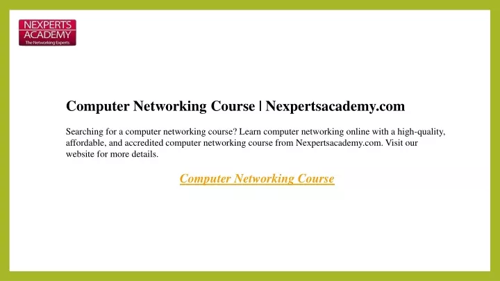 computer networking course nexpertsacademy