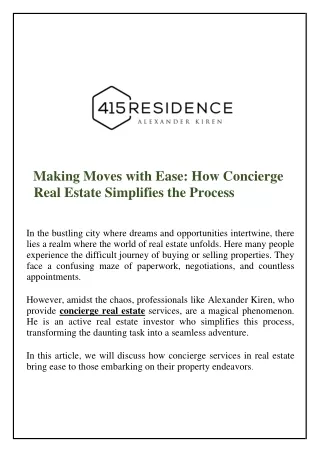 Making Moves with Ease How Concierge Real Estate Simplifies the Process