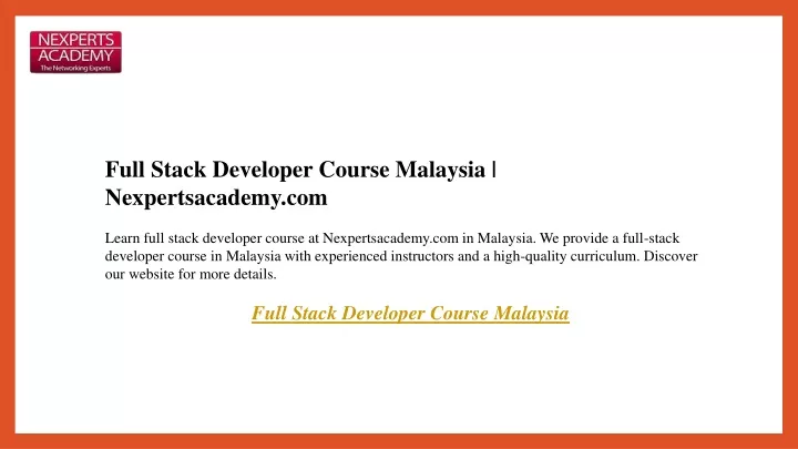 full stack developer course malaysia