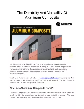 The Durability And Versatility Of Aluminum Composite Panel