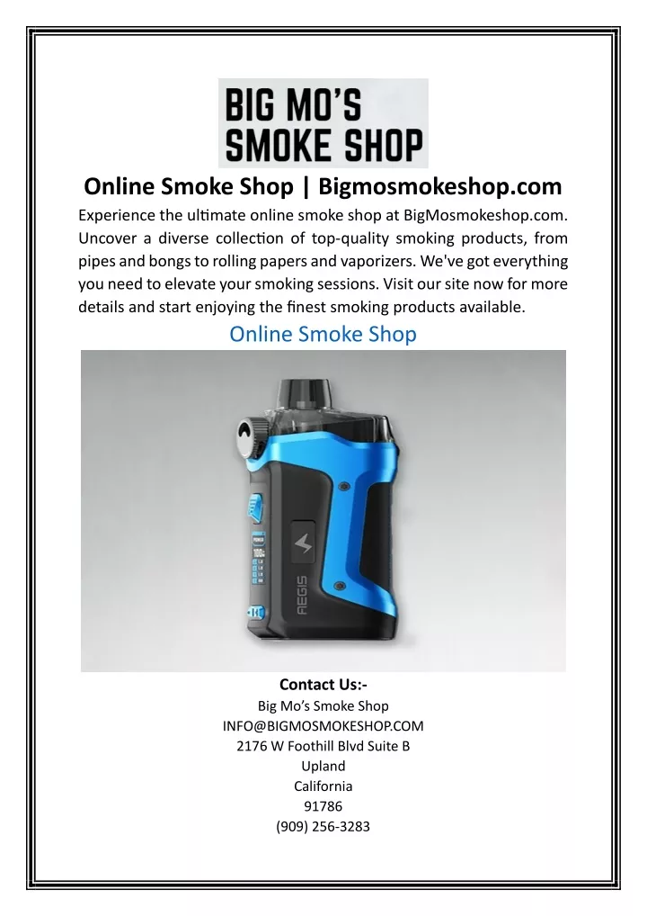 online smoke shop bigmosmokeshop com experience