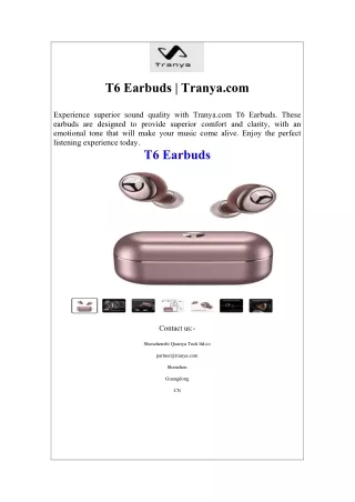 T6 Earbuds Tranya.com