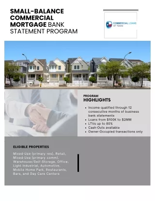 SMALL-BALANCE COMMERCIAL MORTGAGE BANK STATEMENT PROGRAM