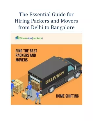 The Essential Guide for Hiring Packers and Movers from Delhi to Bangalore
