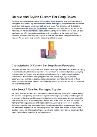 Unique And Stylish Custom Bar Soap Boxes