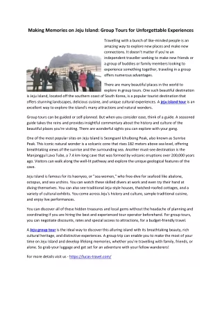 making memories on jeju island group tours