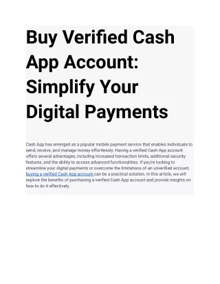 Buy Verified Cash App Account_ Simplify Your Digital Payments