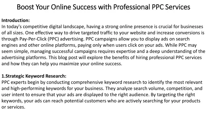 boost your online success with professional ppc services