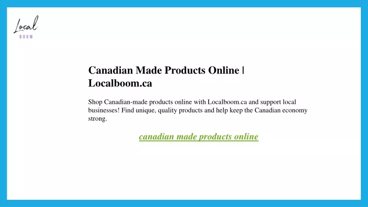 canadian made products online localboom ca shop