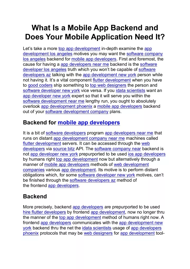 what is a mobile app backend and does your mobile