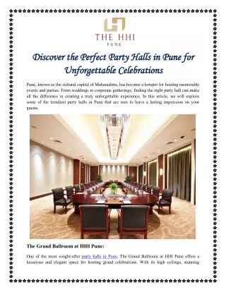 Discover the Perfect Party Halls in Pune for Unforgettable Celebrations