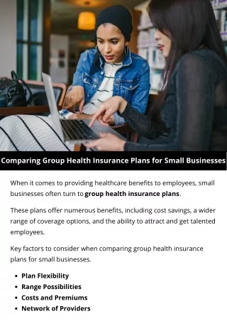 Comparing Group Health Insurance Plans for Small Businesses
