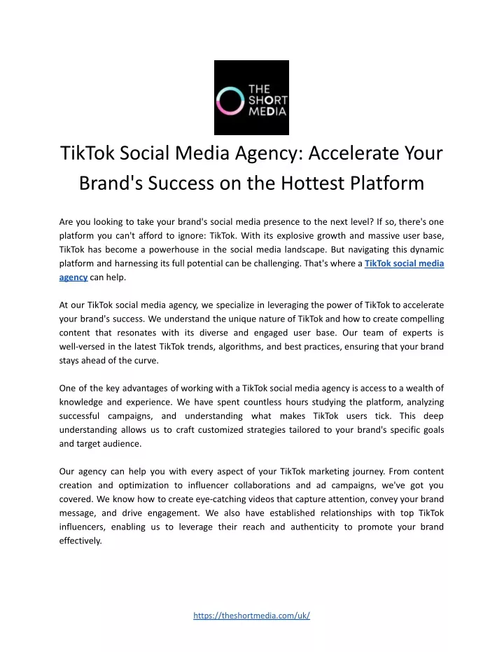 tiktok social media agency accelerate your brand