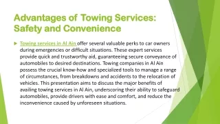 Advantages of Towing Services: Safety and Convenience