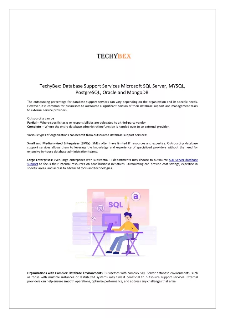 techybex database support services microsoft