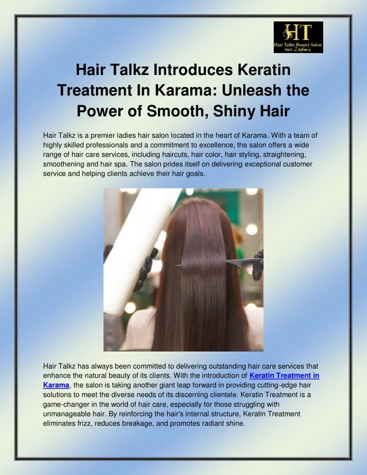 hair talkz introduces keratin treatment in karama