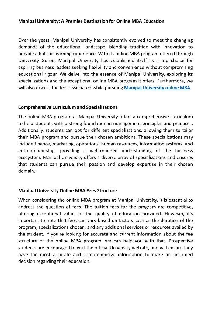 manipal university a premier destination