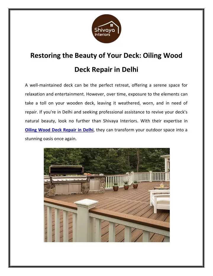 restoring the beauty of your deck oiling wood