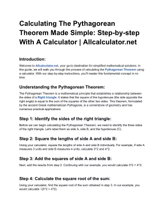 Title_ Calculating the Pythagorean Theorem Made Simple_ Step-by-Step with a Calculator _ Allcalculator