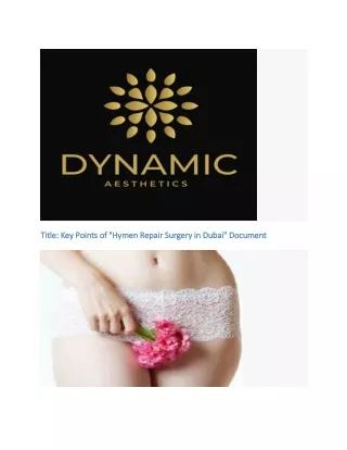 hymen repair in dubai