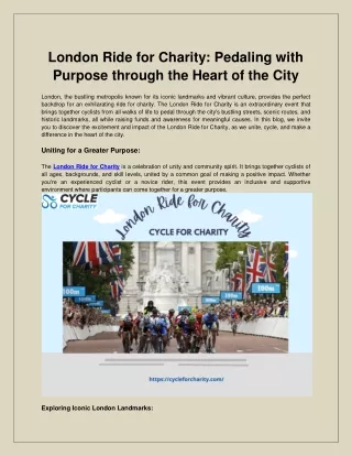 London Ride for Charity Pedaling with Purpose through the Heart of the City