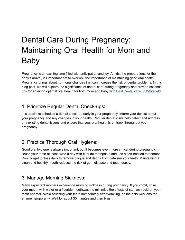 dental care during pregnancy maintaining oral