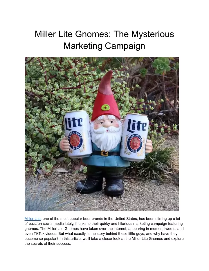 miller lite gnomes the mysterious marketing