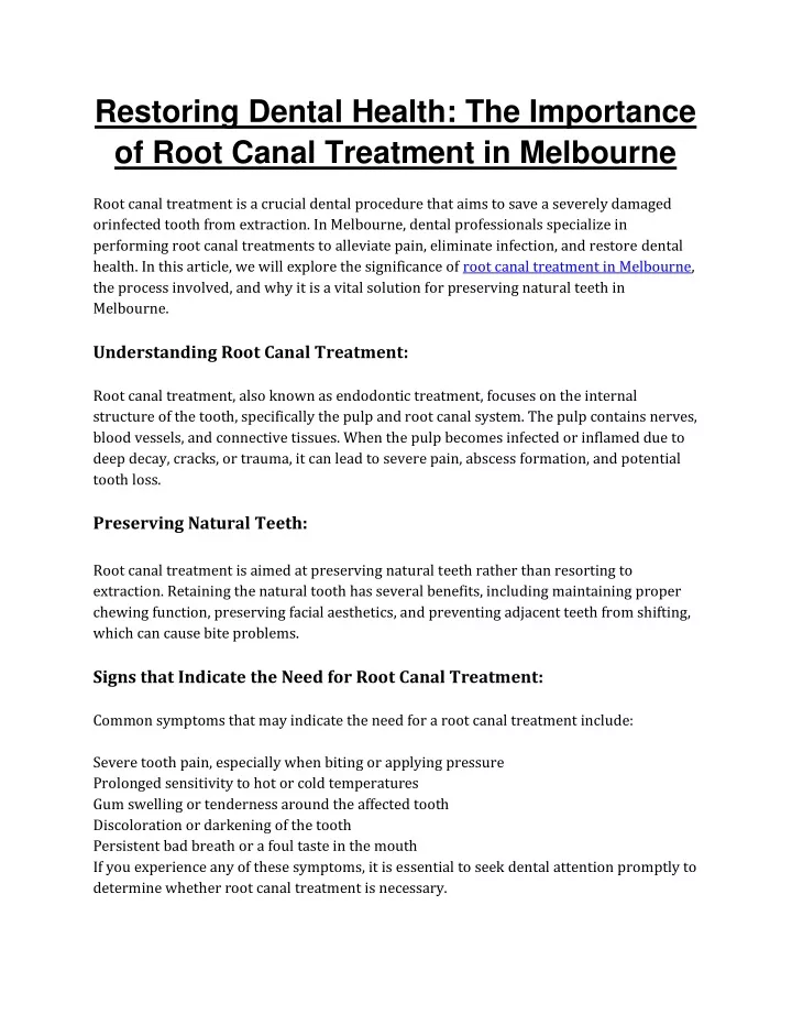 restoring dental health the importance of root