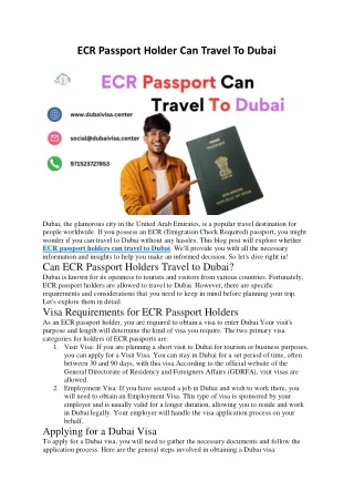 ecr passport holder can travel to dubai