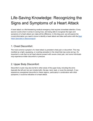 Life-Saving Knowledge_ Recognizing the Signs and Symptoms of a Heart Attack