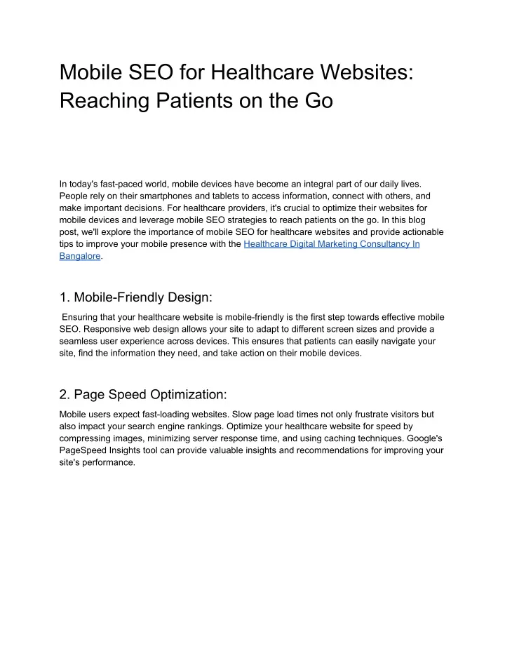 mobile seo for healthcare websites reaching