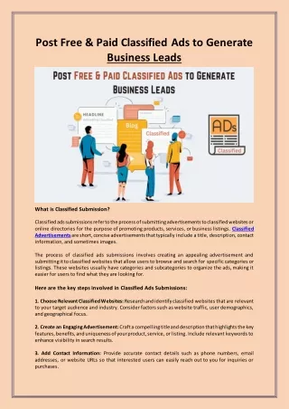Post Free & Paid Classified Ads to Generate Business Leads